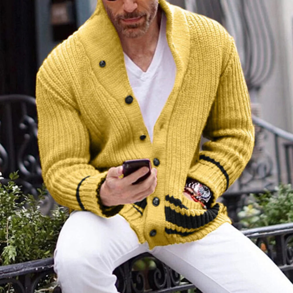 Sebastian Vale - Ribstrikket Shawl Cardigan Til Herre