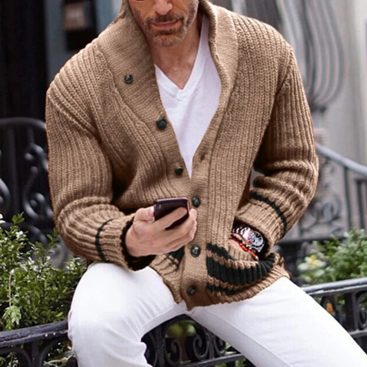 Sebastian Vale - Ribstrikket Shawl Cardigan Til Herre