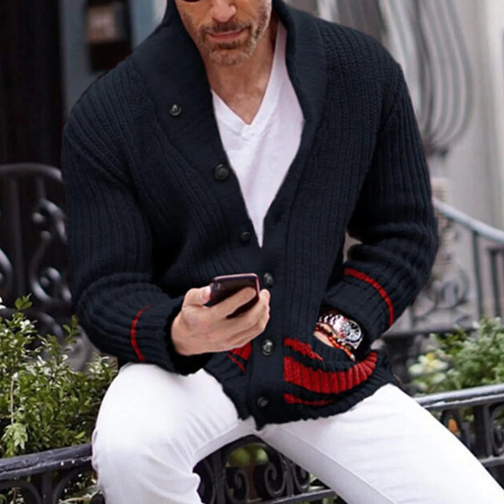 Sebastian Vale - Ribstrikket Shawl Cardigan Til Herre