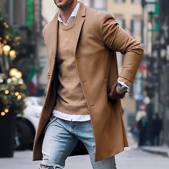 Gabriel Moretti - Klassisk Lang Trenchcoat Til Herre
