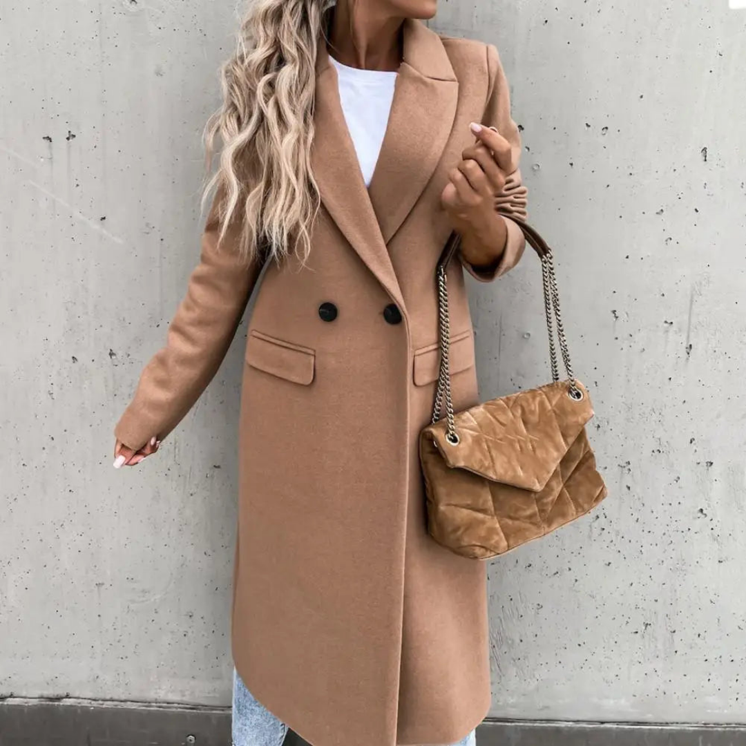 Elena Moreau - Elegant Blanduld Lang Frakke Til Dame
