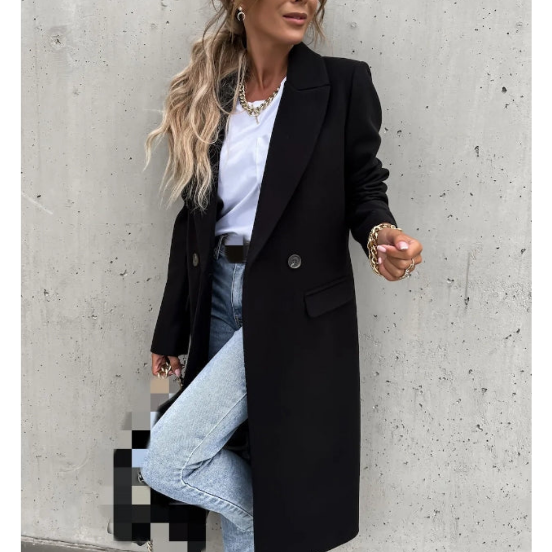 Elena Moreau - Elegant Blanduld Lang Frakke Til Dame