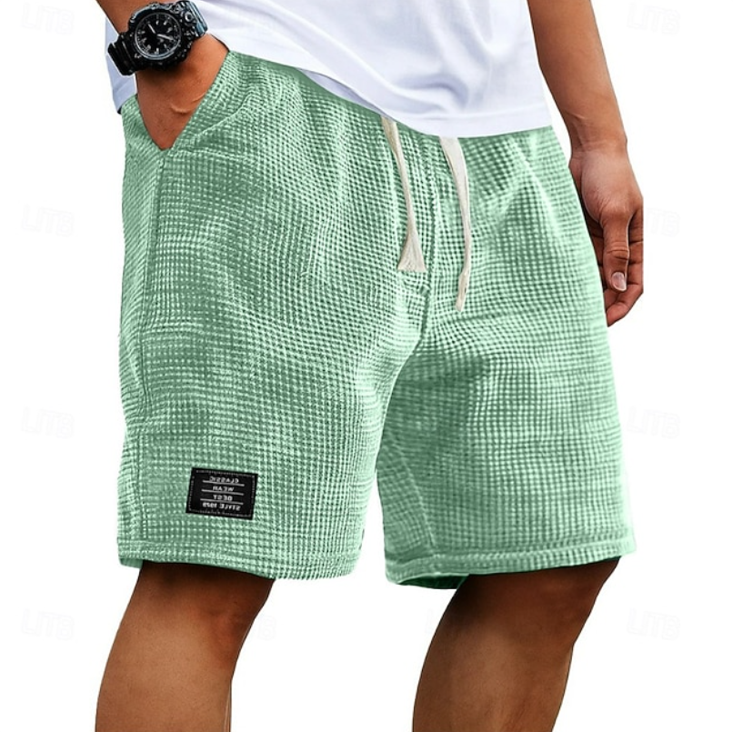 Mænd Elegante Shorts med Tekstureret Mønster og Mærkedetalje