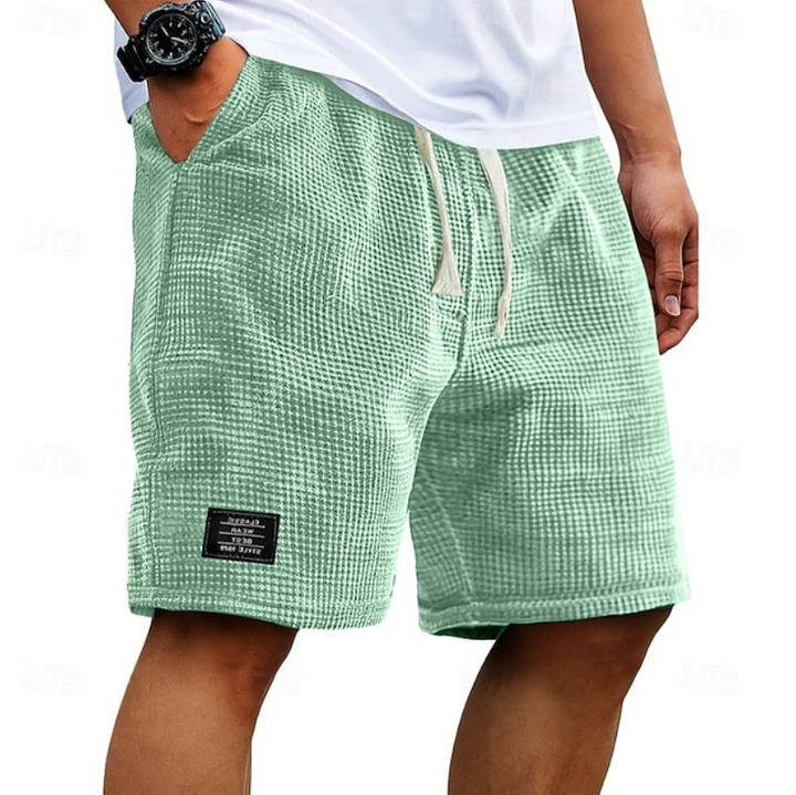Mænd Elegante Shorts med Tekstureret Mønster og Mærkedetalje
