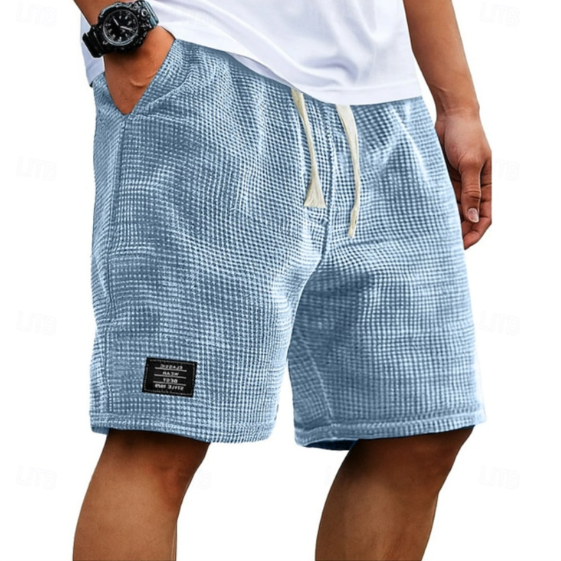 Mænd Elegante Shorts med Tekstureret Mønster og Mærkedetalje