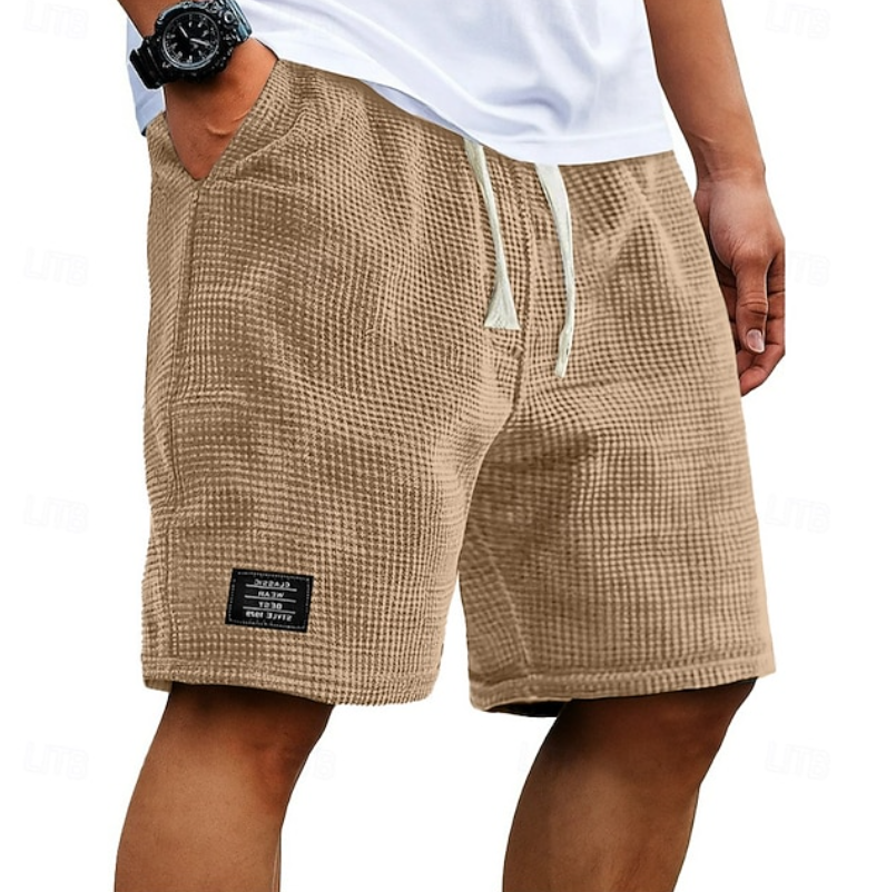 Mænd Elegante Shorts med Tekstureret Mønster og Mærkedetalje