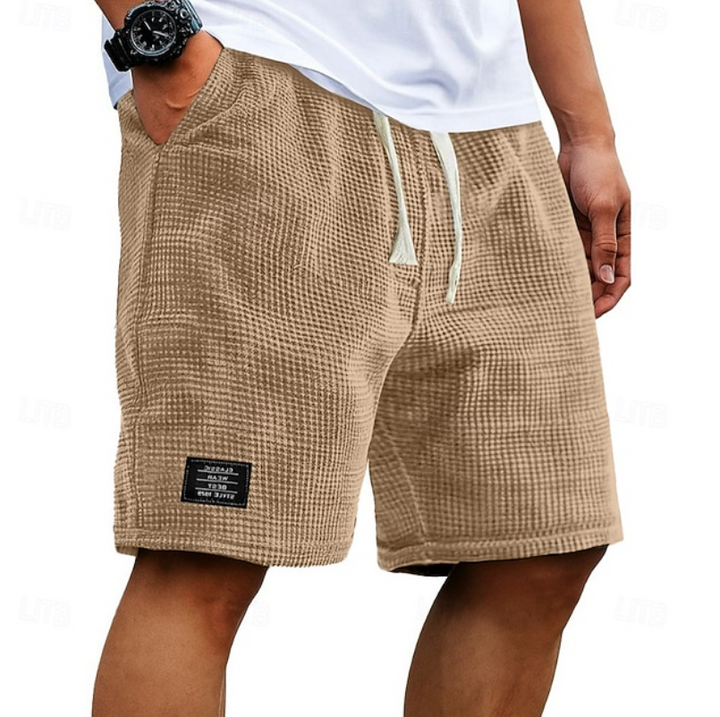 Mænd Elegante Shorts med Tekstureret Mønster og Mærkedetalje