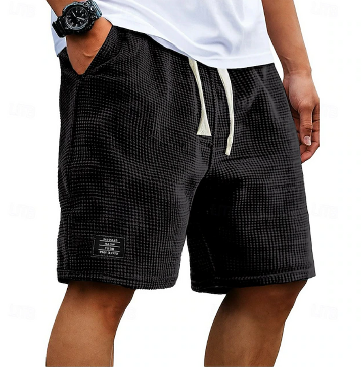 Mænd Elegante Shorts med Tekstureret Mønster og Mærkedetalje