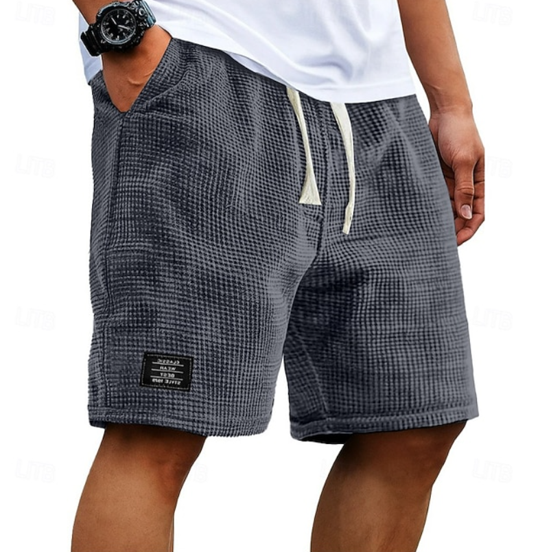 Mænd Elegante Shorts med Tekstureret Mønster og Mærkedetalje