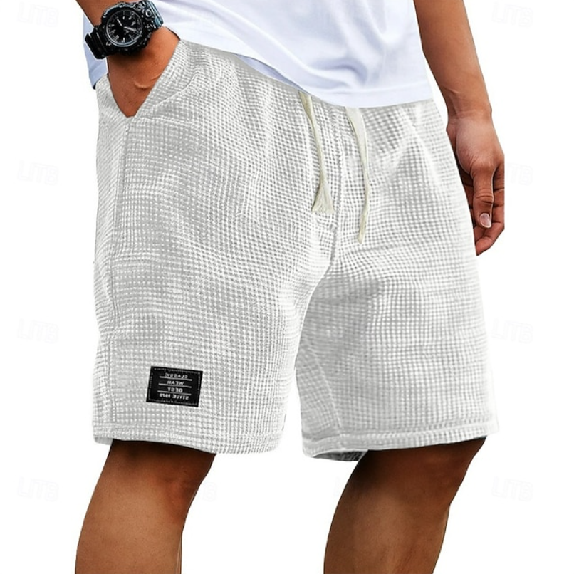 Mænd Elegante Shorts med Tekstureret Mønster og Mærkedetalje