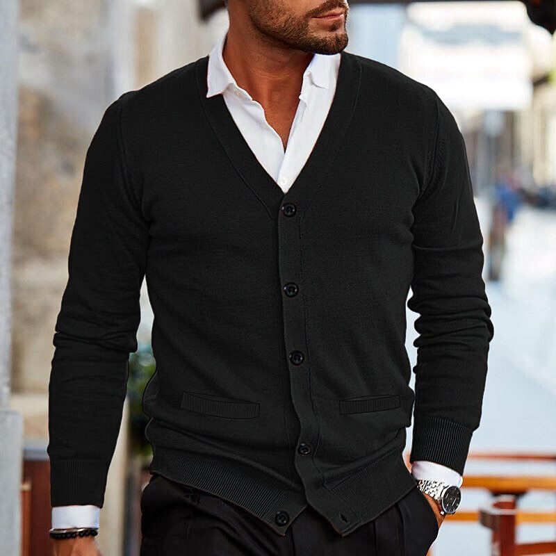 Luca Moretti - Elegant V-Hals Cardigan Til Herre