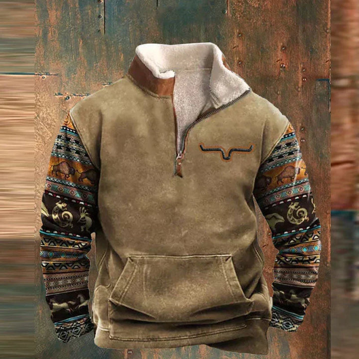 Nathan Cooper | Western Aztec Quarter-Zip Fleece striktrøje til herre