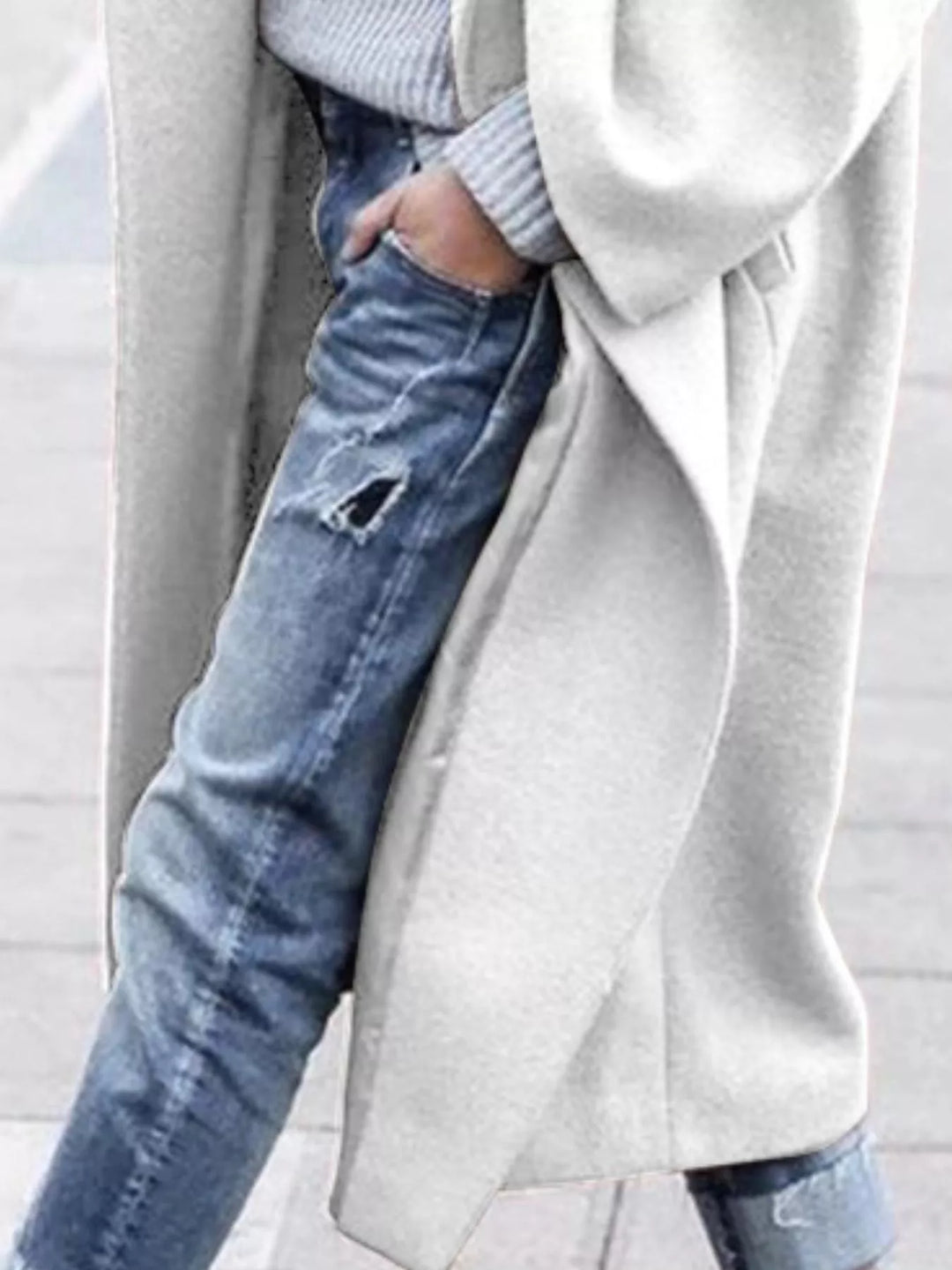 Amélie Laurent - Oversize Blanduld Lang Frakke Til Dame