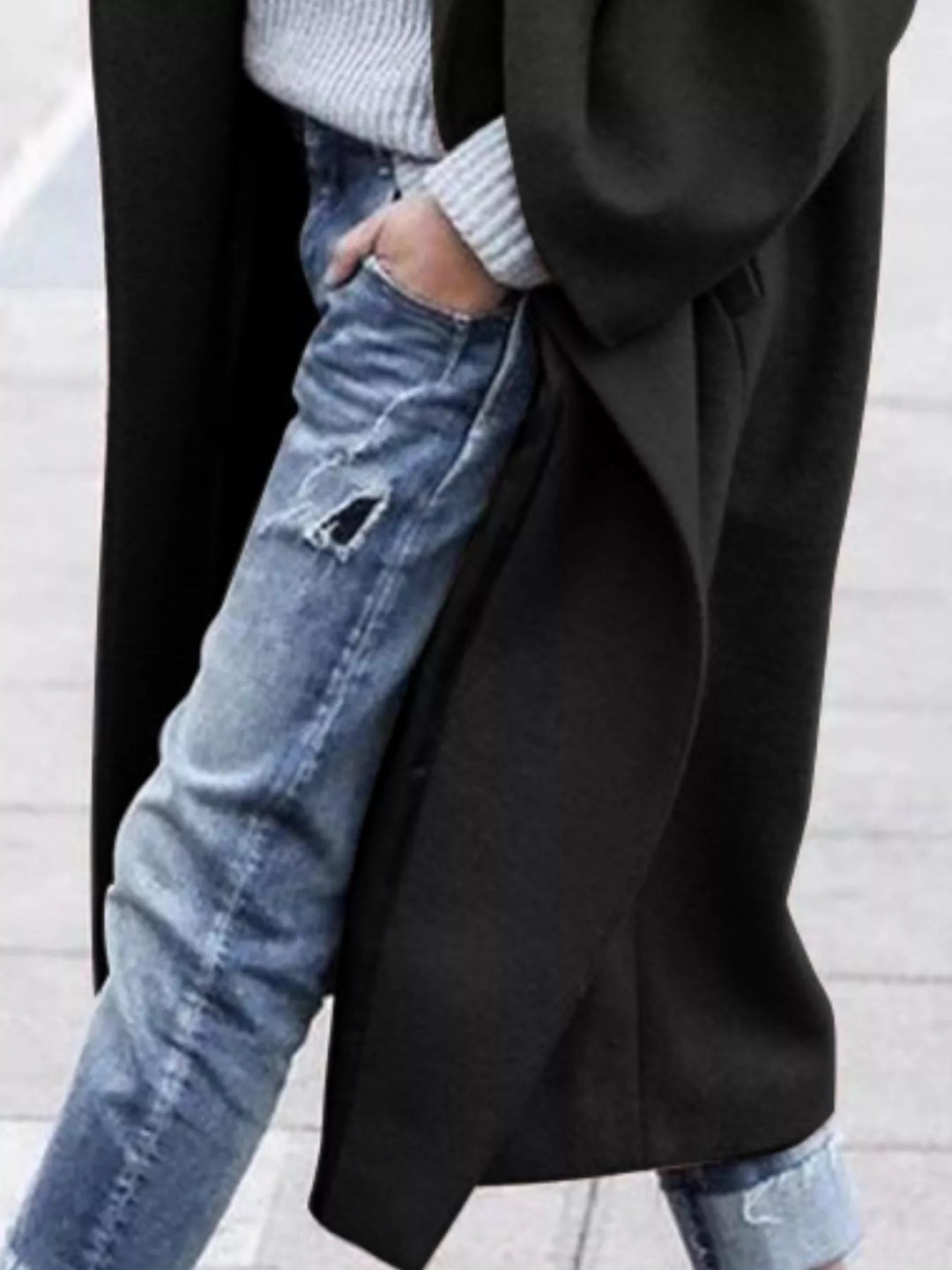 Amélie Laurent - Oversize Blanduld Lang Frakke Til Dame
