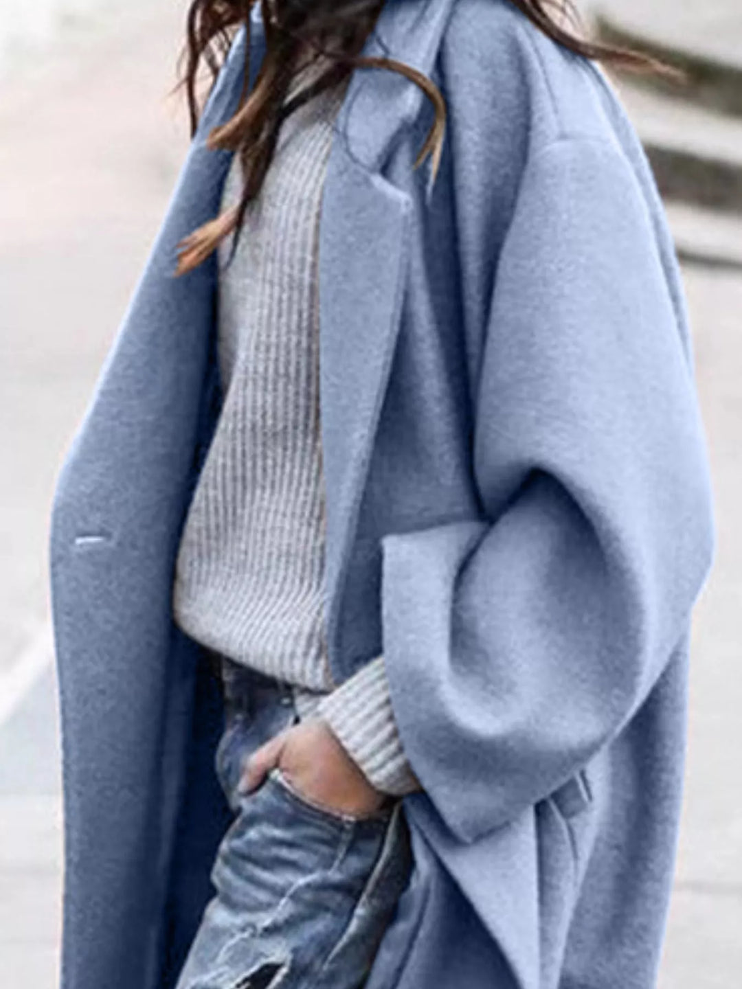 Amélie Laurent - Oversize Blanduld Lang Frakke Til Dame