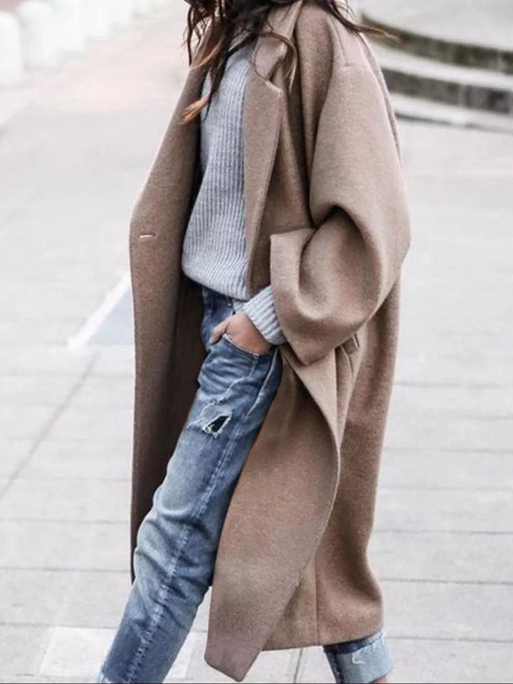 Amélie Laurent - Oversize Blanduld Lang Frakke Til Dame