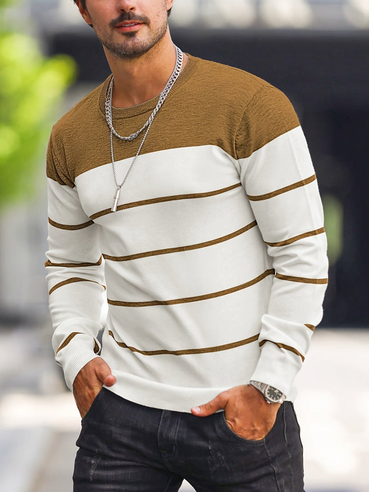 Mænd Casual Langærmet Pullover med Kontrastpanel