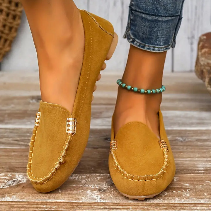 Damer Casual Sorte Slip-on Moccasins med Fleksibel Sål