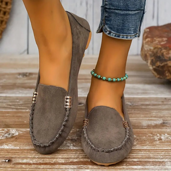 Damer Casual Sorte Slip-on Moccasins med Fleksibel Sål
