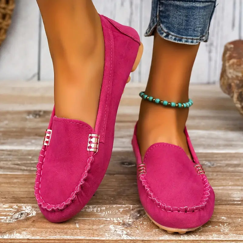 Damer Casual Sorte Slip-on Moccasins med Fleksibel Sål