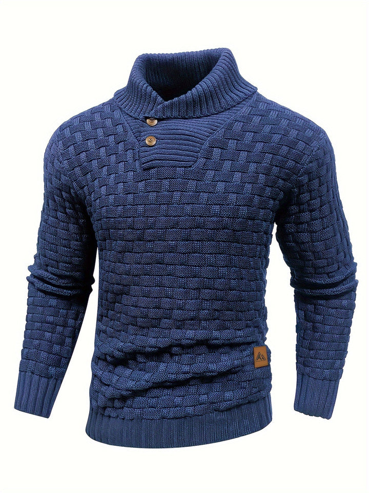 Herre Elegante Langærmet Sweater med Kravedetalje