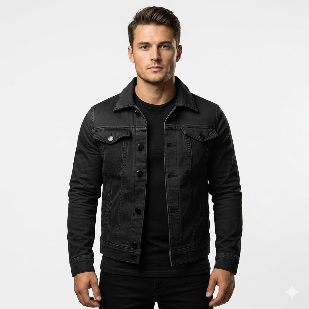 Marco Bellini | klassisk Black denim jakke til herre