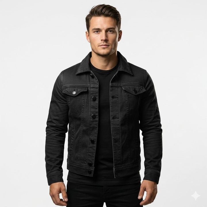 Marco Bellini | klassisk Black denim jakke til herre