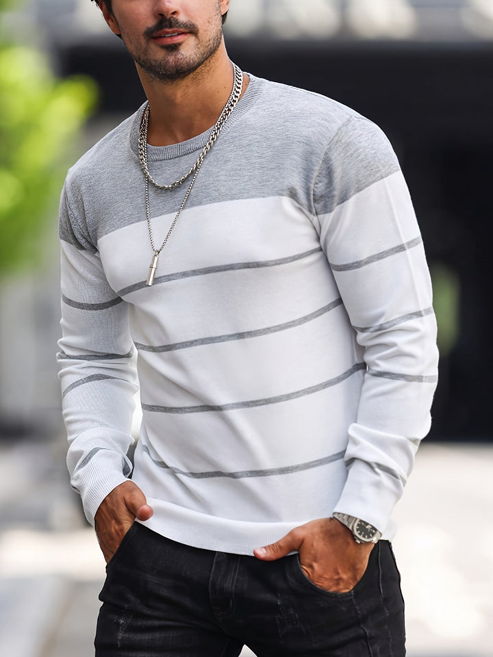 Mænd Casual Langærmet Pullover med Kontrastpanel