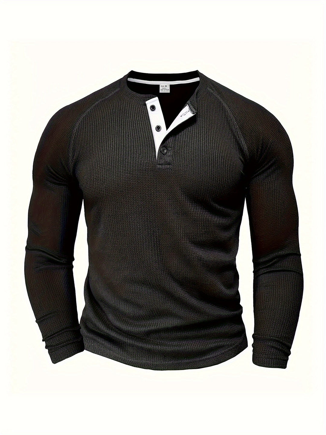 Mænd Tekstureret Henley Trøje med Knapstolpe