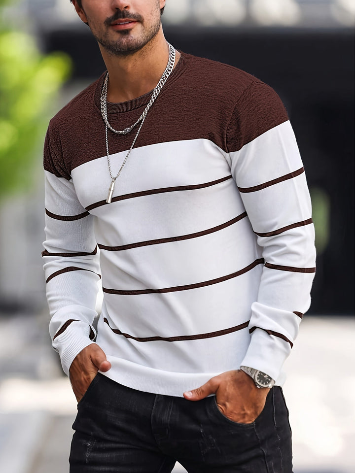 Mænd Casual Langærmet Pullover med Kontrastpanel