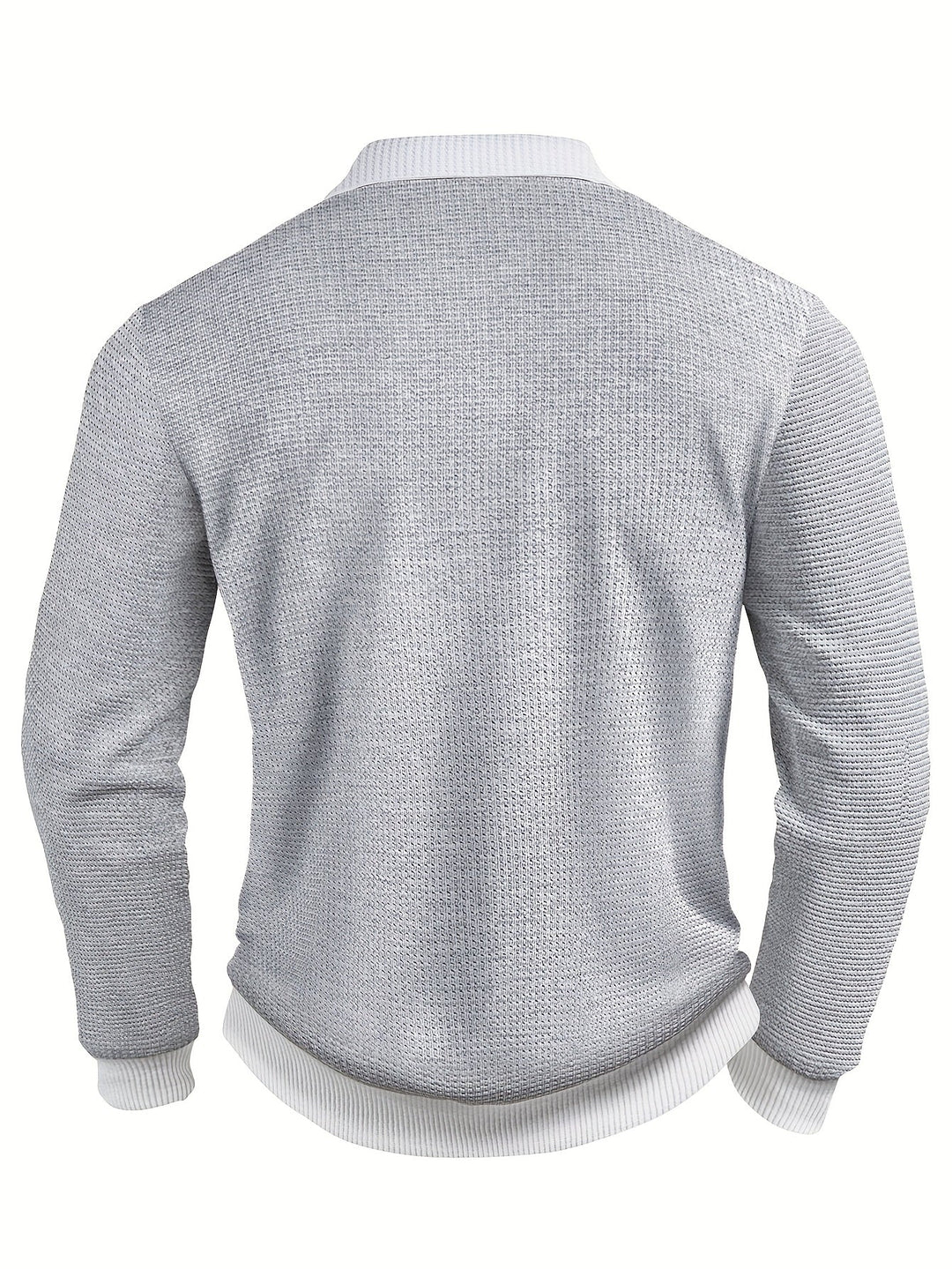 Mænd Tekstureret Langærmet Poloshirt med Knapstolpe