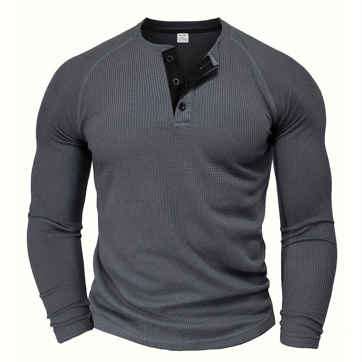 Mænd Tekstureret Henley Trøje med Knapstolpe