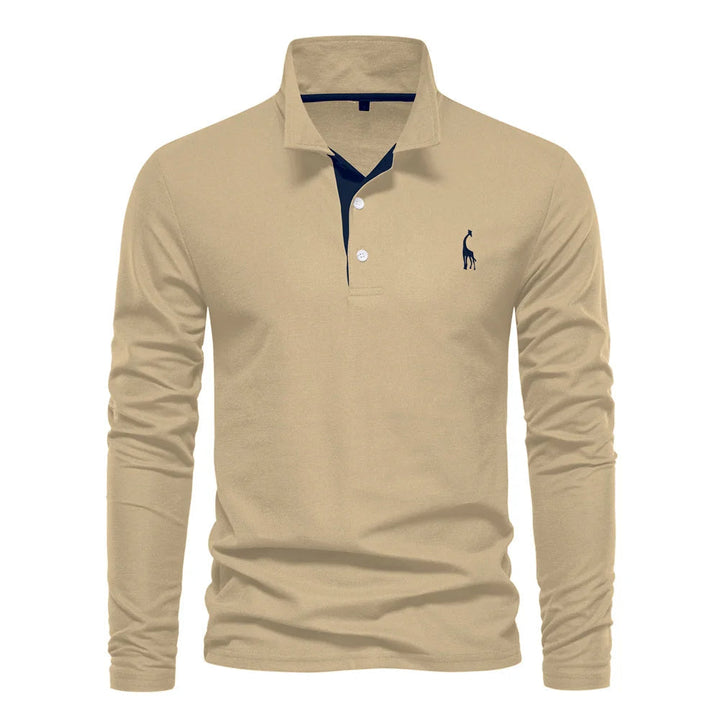 Klassisk Langærmet Poloshirt med Kontrastkrave - til Herrer