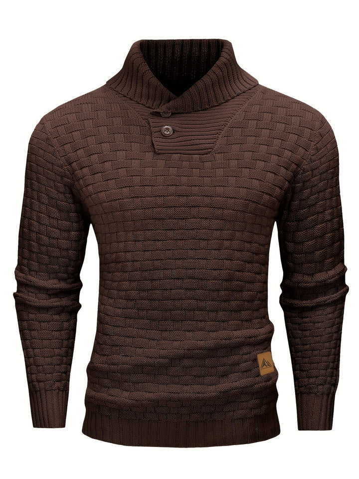 Herre Elegante Langærmet Sweater med Kravedetalje