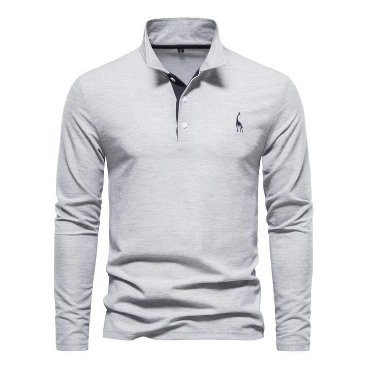 Klassisk Langærmet Poloshirt med Kontrastkrave - til Herrer