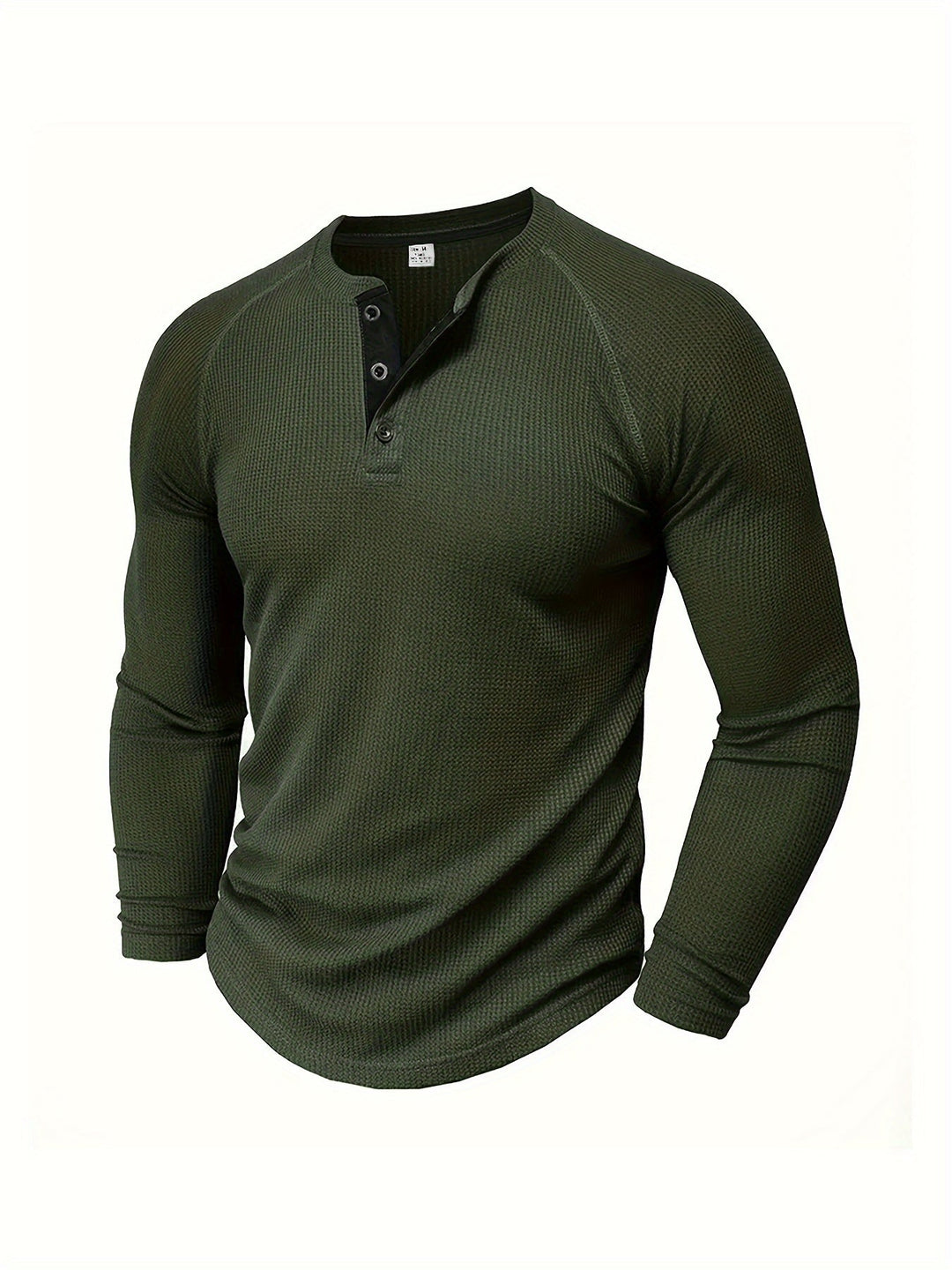 Mænd Tekstureret Henley Trøje med Knapstolpe
