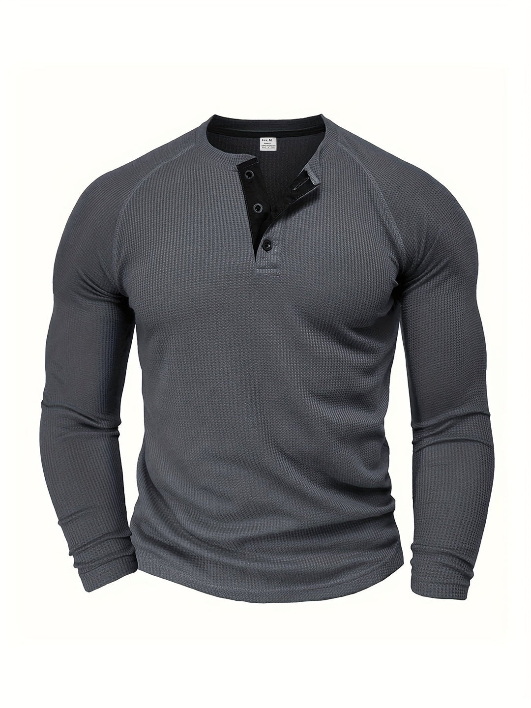Mænd Tekstureret Henley Trøje med Knapstolpe