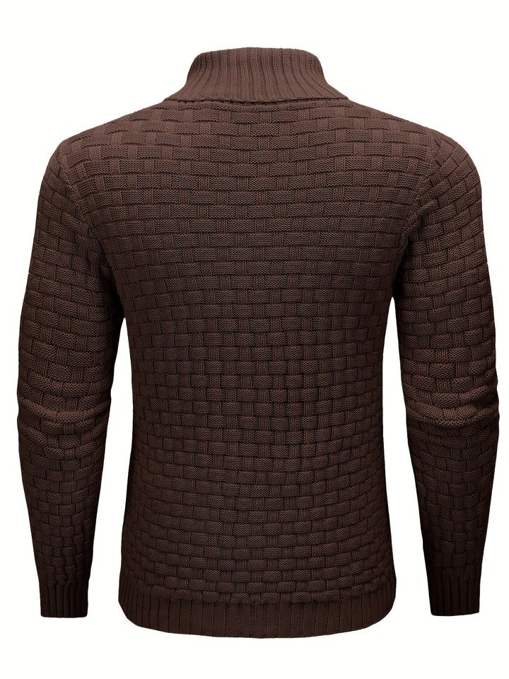 Herre Elegante Langærmet Sweater med Kravedetalje