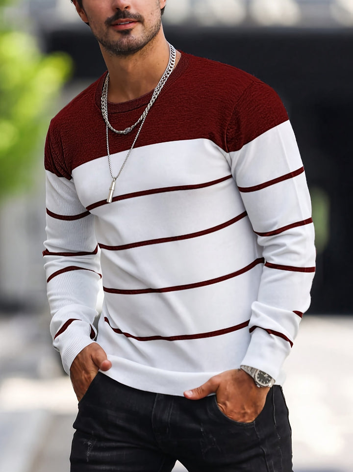 Mænd Casual Langærmet Pullover med Kontrastpanel