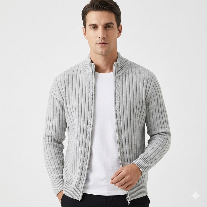 Sebastian Moreau - Shetland-Uldcardigan Med Lynlås Til Herre