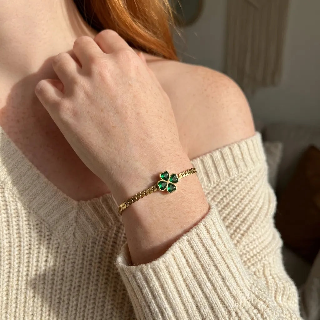 Emerald Kløver-armbånd