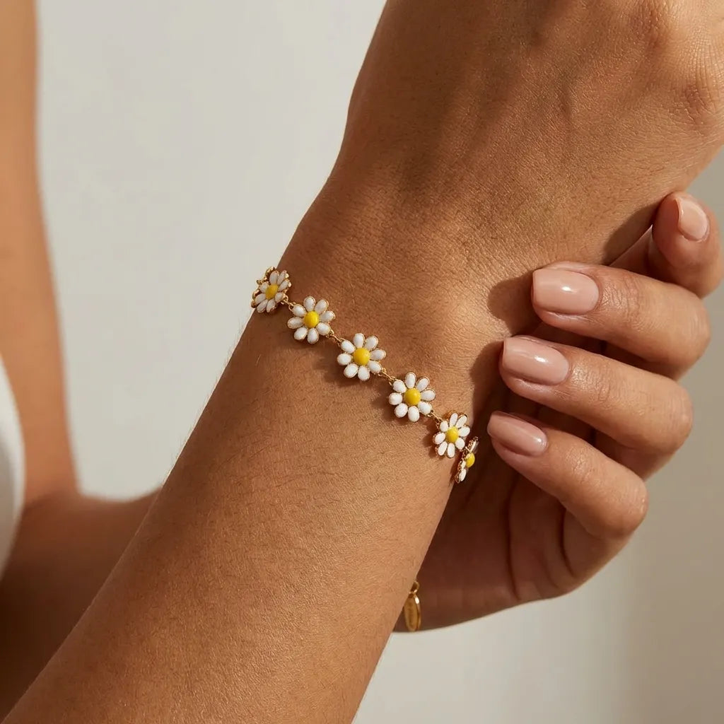 Fiona Hvide Blomster-armbånd