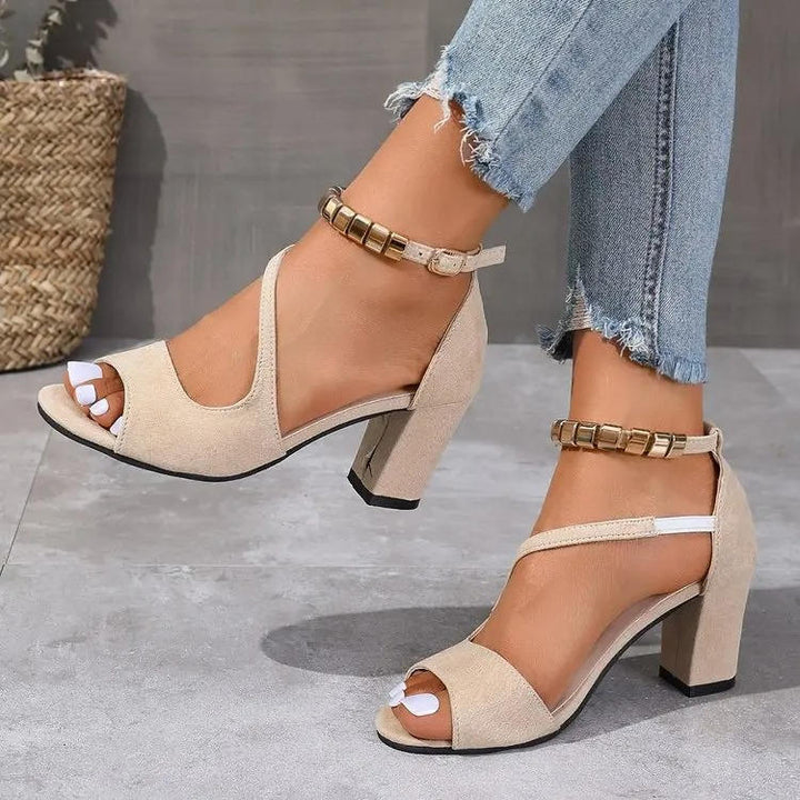 Dame Sandaler Ankelrem Blokhæl Elegant
