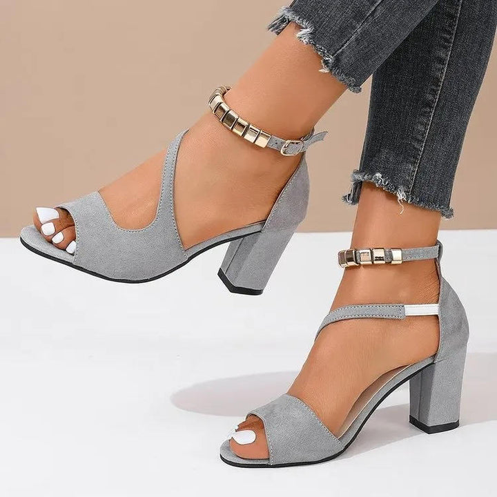 Dame Sandaler Ankelrem Blokhæl Elegant