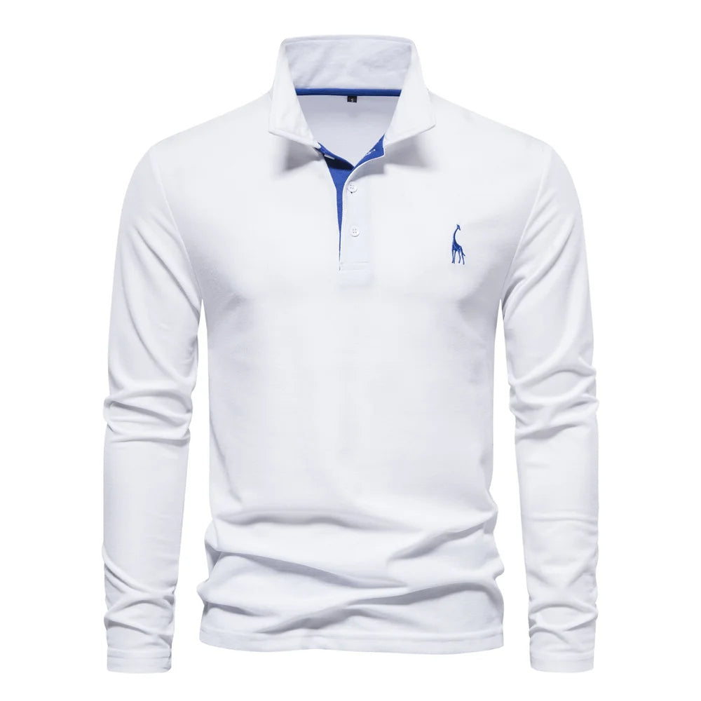 Klassisk Langærmet Poloshirt med Kontrastkrave - til Herrer