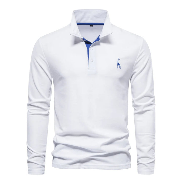 Klassisk Langærmet Poloshirt med Kontrastkrave - til Herrer