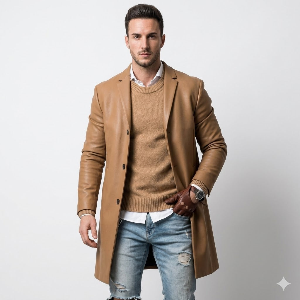 Gabriel Moretti - Klassisk Lang Trenchcoat Til Herre