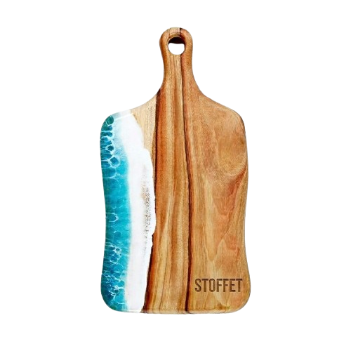 Stoffet Håndlavet Skærebræt i Træ med Ocean Resin Art