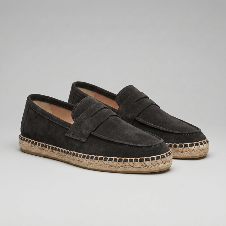 Klassiske Penny Espadrille Loafers med Flettet Sål - til Mænd
