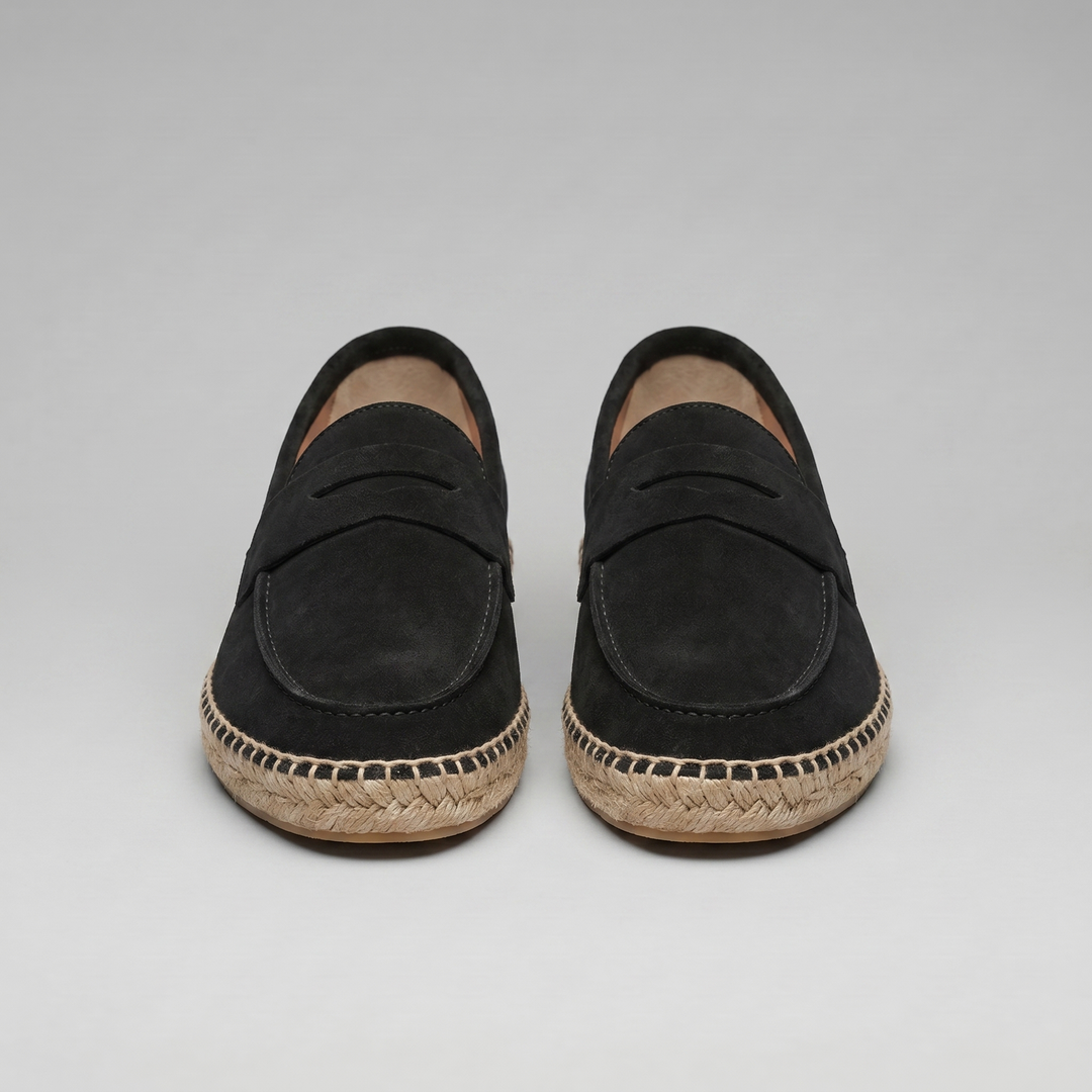 Klassiske Penny Espadrille Loafers med Flettet Sål - til Mænd
